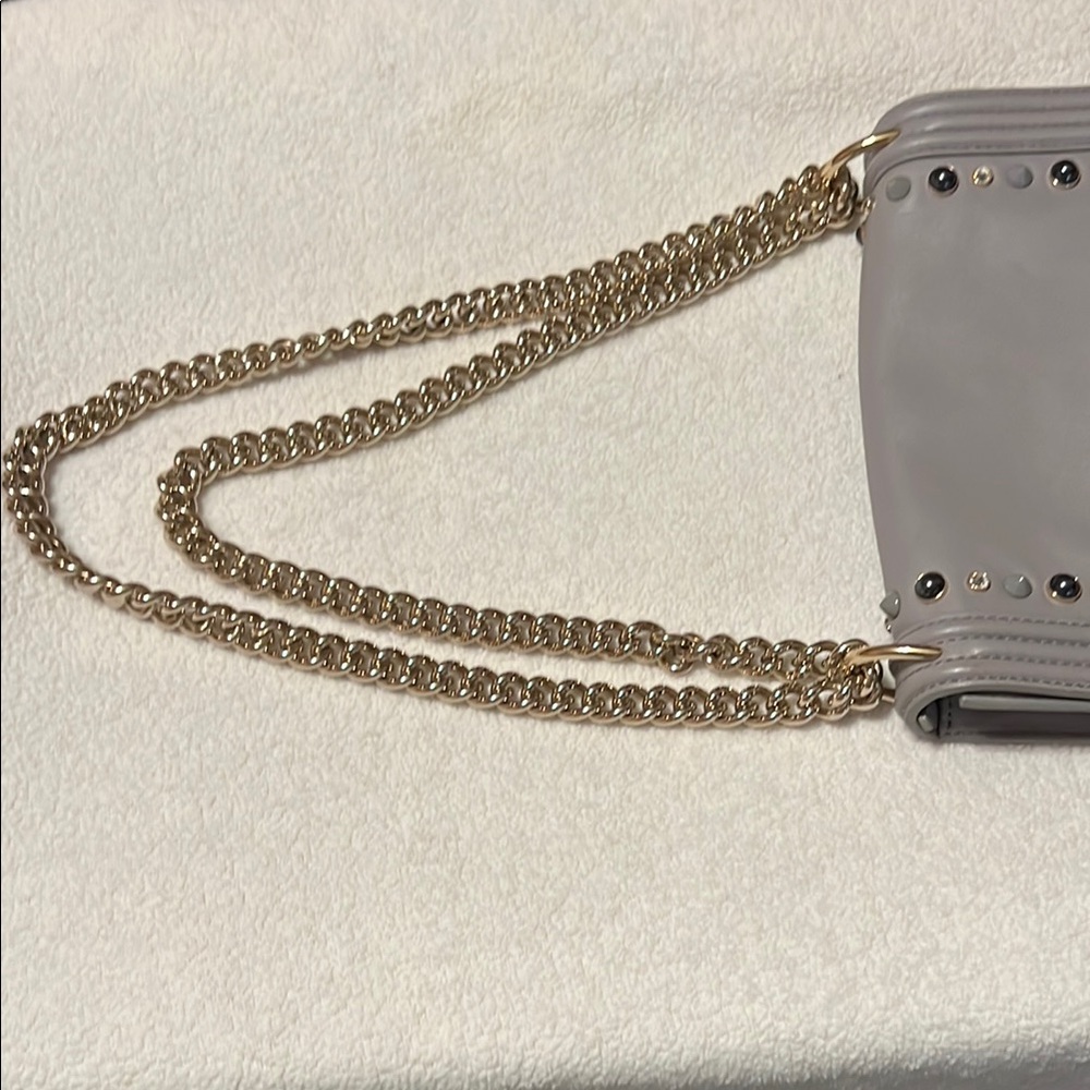 Kate Spade  Reese Park Stud Gray Gold Chain Shoulder Bag - Picture 2 of 7